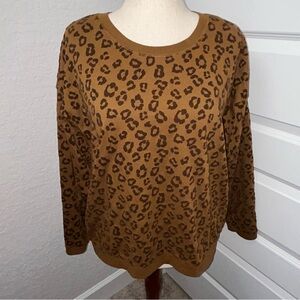 Time and Tru Animal Print French Terry Cloth Crewneck Long Sleeve Sweatshirt